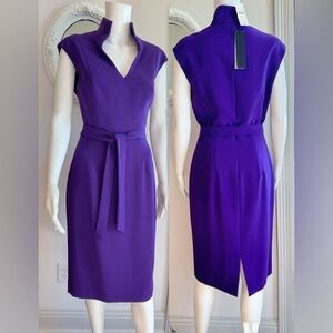NWT $345 Black Halo Purple Midi Sheath Dress 8